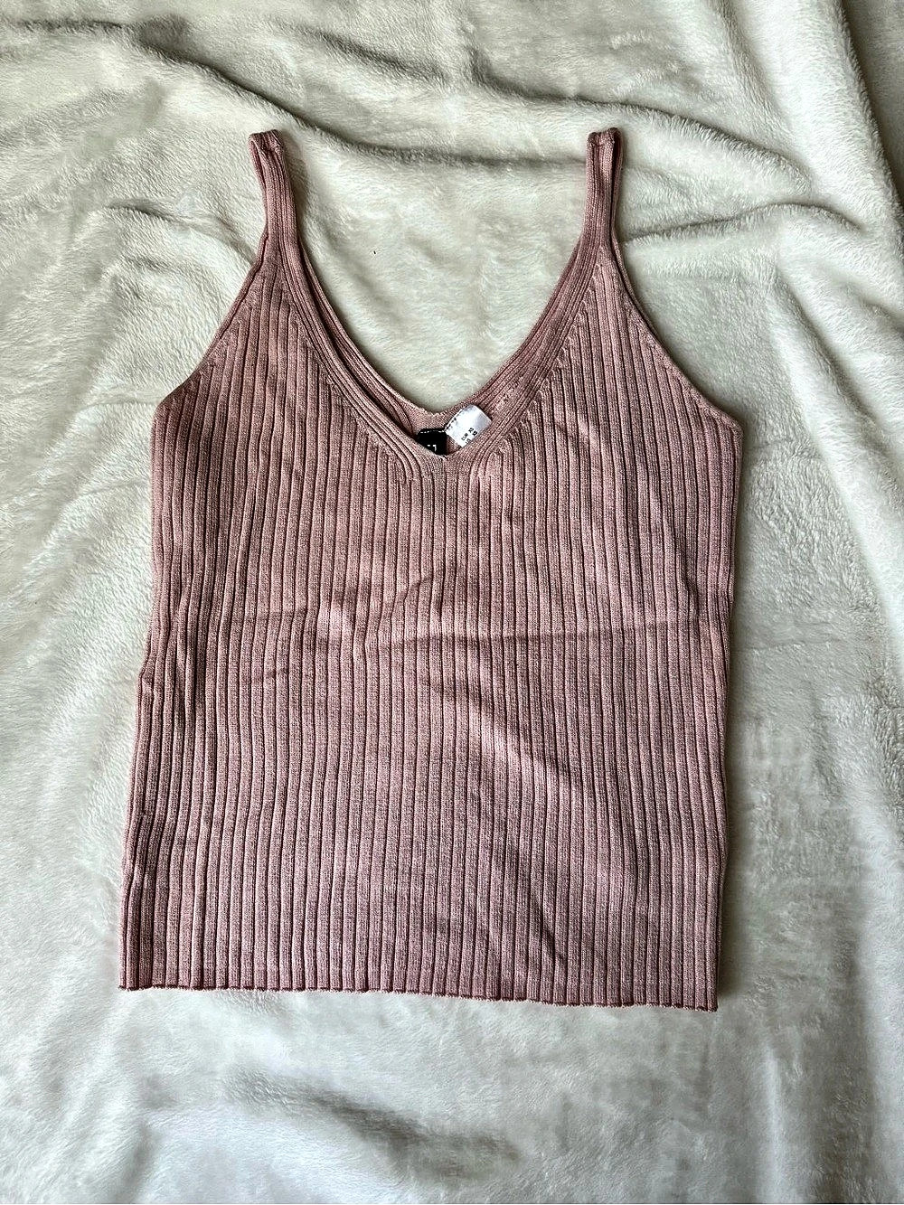 H&M Divided Ribbed V-Neck Tank Top Pink XS Like New
